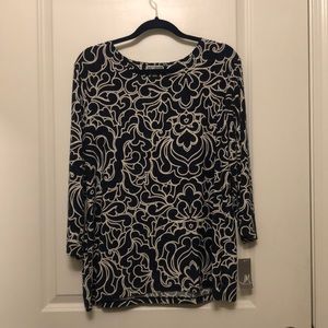NWT Navy Patterned Top
